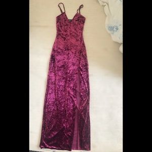 Lulu's Floor Length Red Velvet Dress